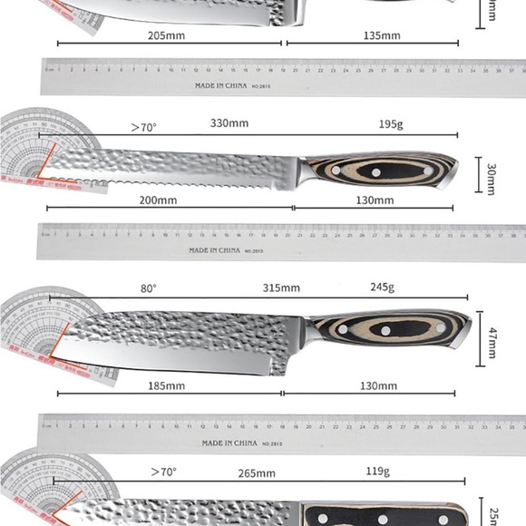 TWEE Hammered 15 PCS Kitchen Knife Block and Sharpener Premium Stainless Steel - Picture 8 of 8